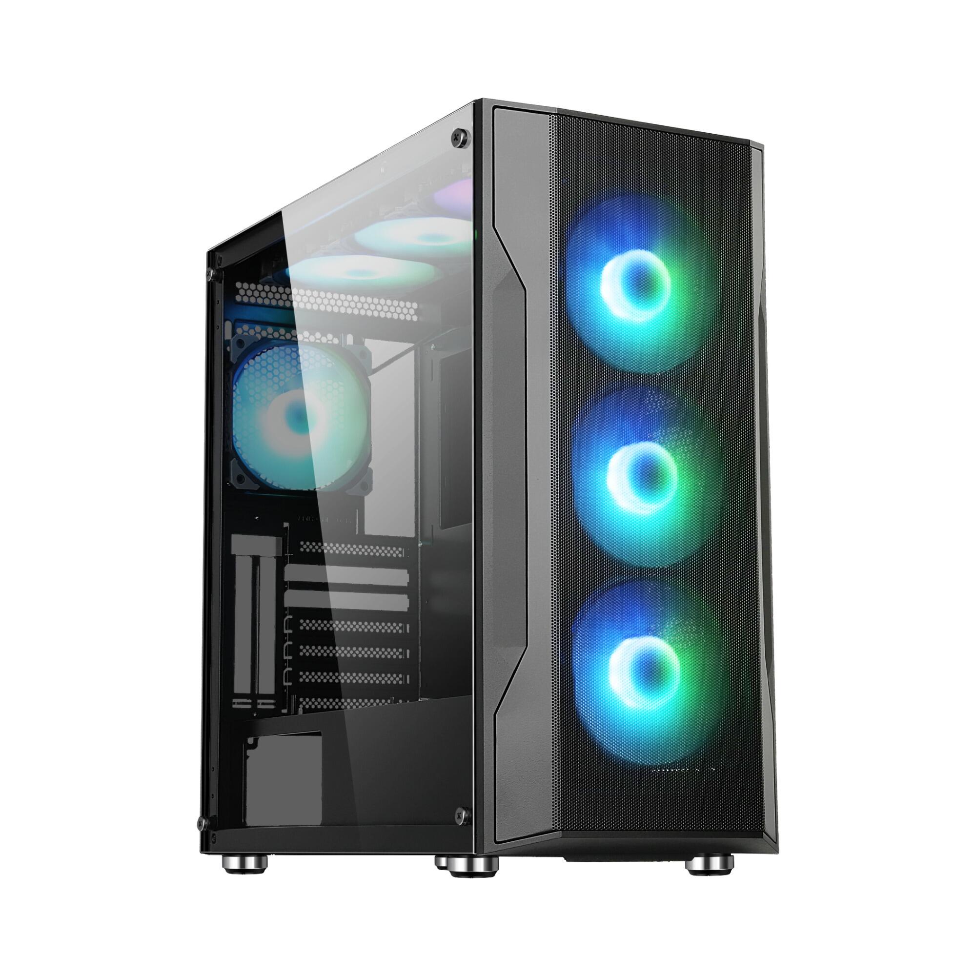boîtier PC de jeu ATX 4301, format tour moyenne, avec panneau avant en treillis