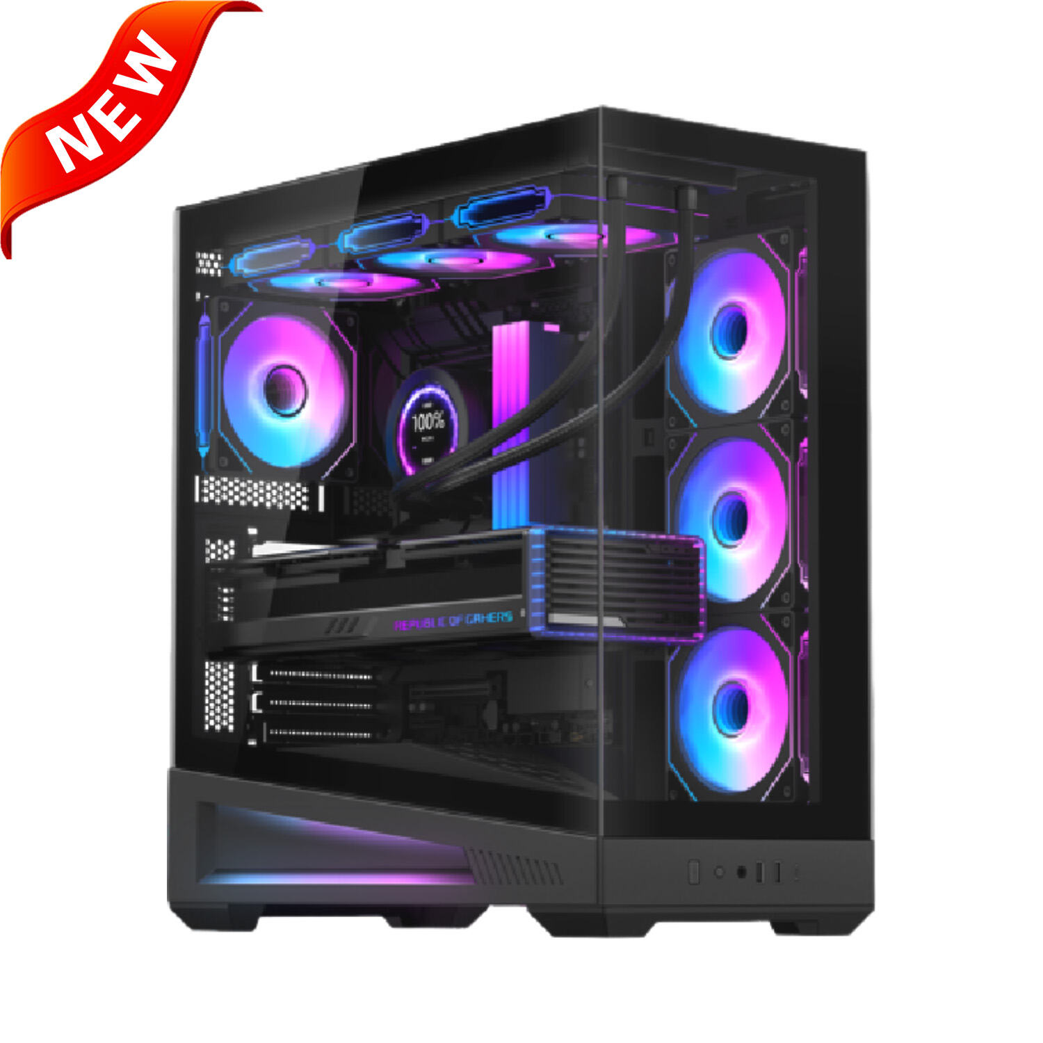 220A12 Panoramic ATX Gaming PC Case with Light Strip