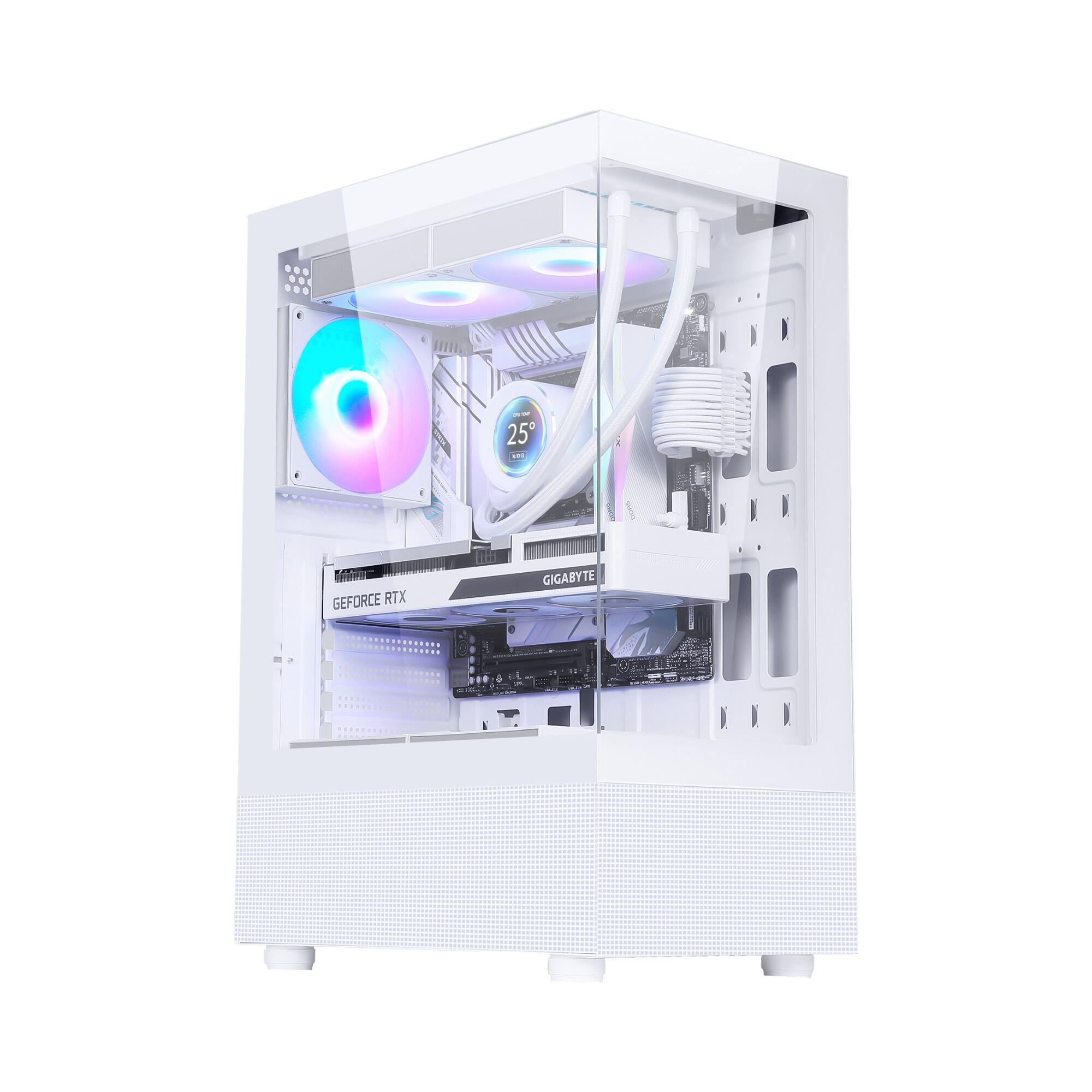 3321 Compact ATX Mid-Tower Case, Half Glass Half Mesh Front