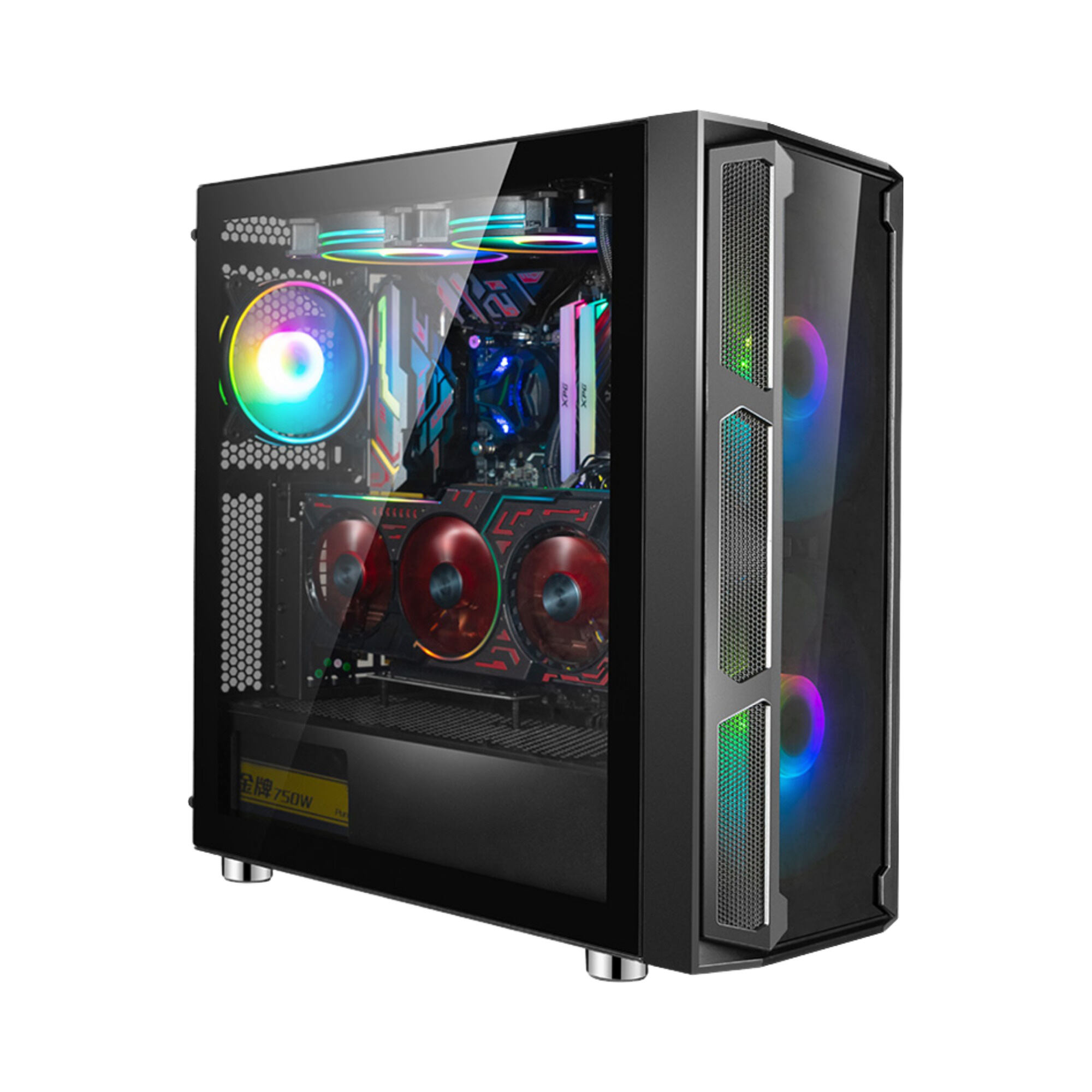 W03 Mid-Tower EATX / ATX PC Case with Tempered Glass and Mesh Front