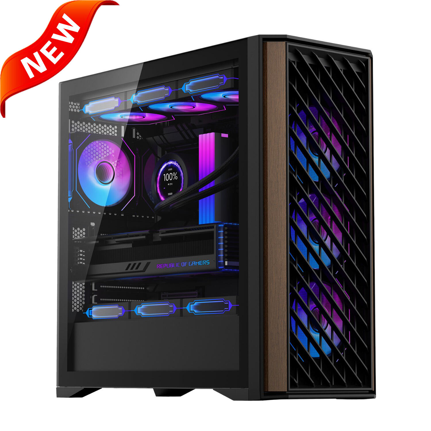 220A06 ATX PC Computer Case with Wood