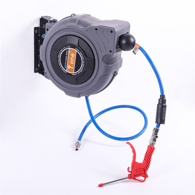 Grau Stark frequentierter 10-15-Meter-Luftschlauchaufroller Wandmontage-Schlauchaufroller automatisch