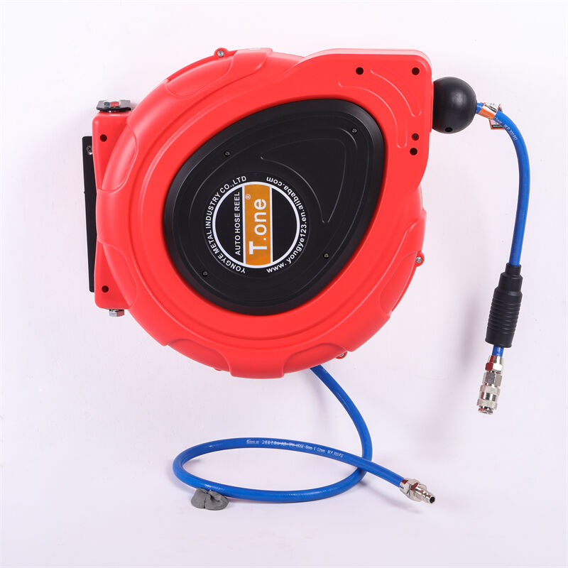 Carretel de Mangueira de Ar Retrátil para Lavagem de Veículos e Uso Industrial, com Montagem em Parede