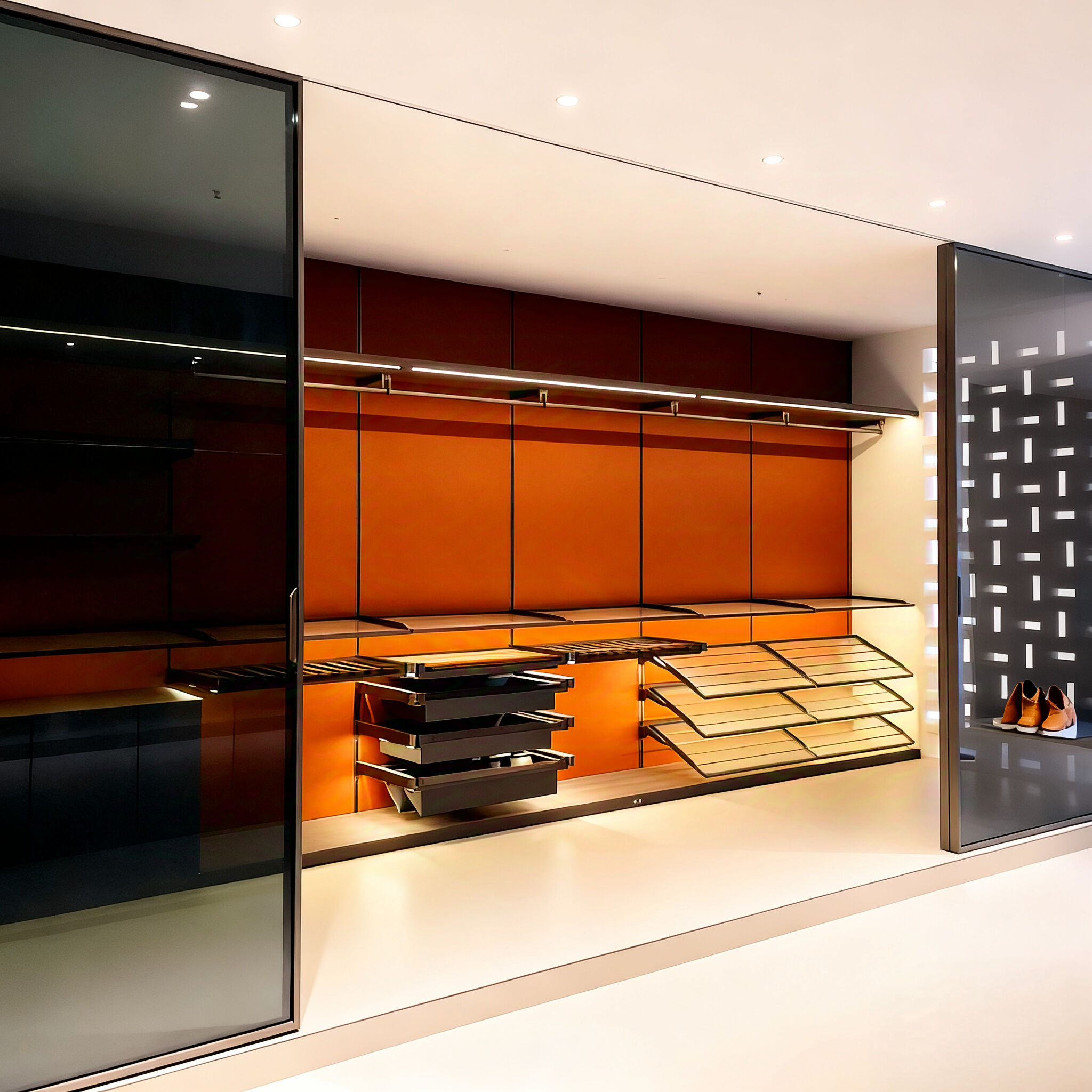 Modern Minimalist Luxury Modular Custom Metal Aluminum Walk-In Closet With Light Pole System