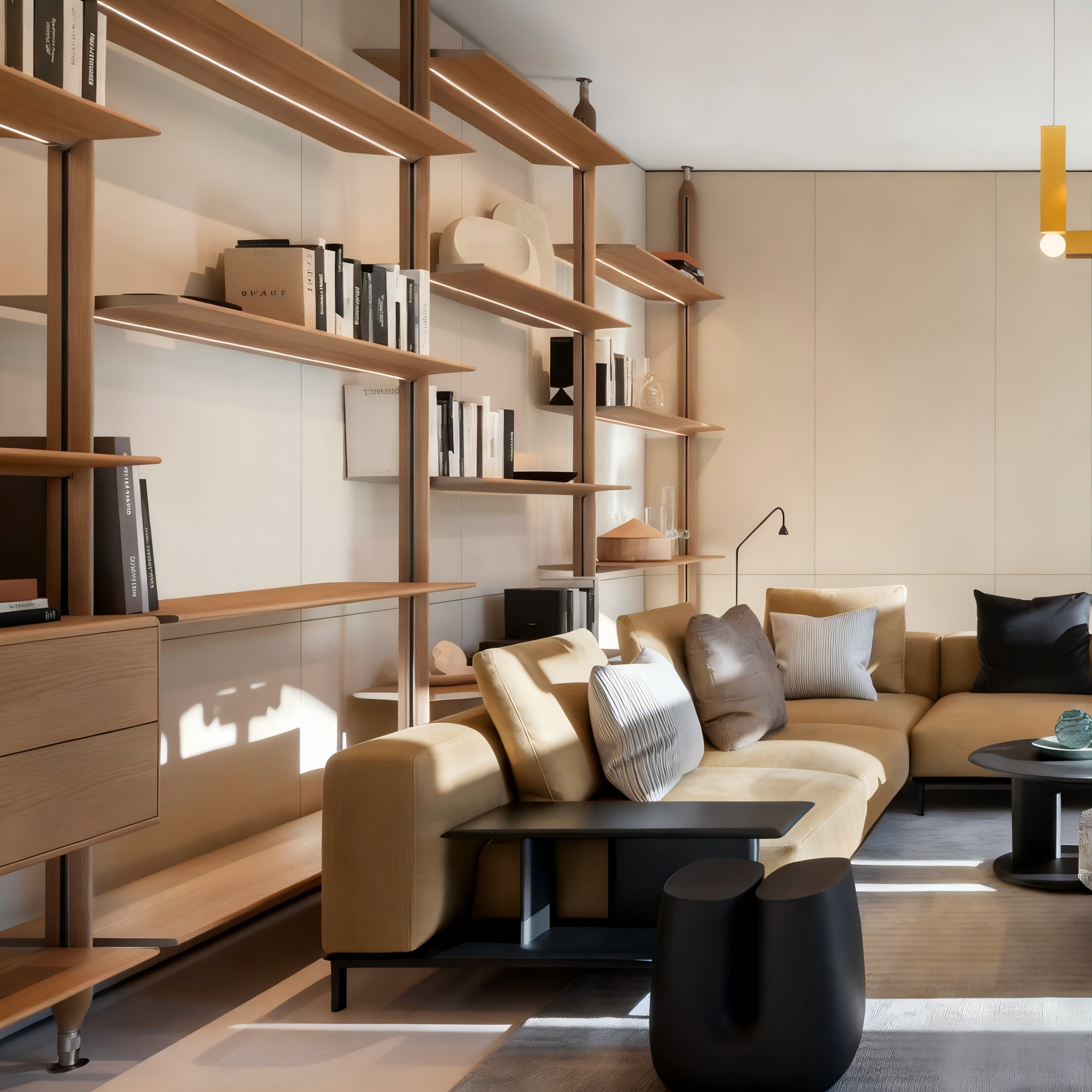 Rafel minn arta' sa soffitt – Sistema Modulari Personalizzat ta’ Stoccaggi u ta’ Esposizzjoni b’Framma ta’ Alluminju bil-Lumi LED | OEM / ODM