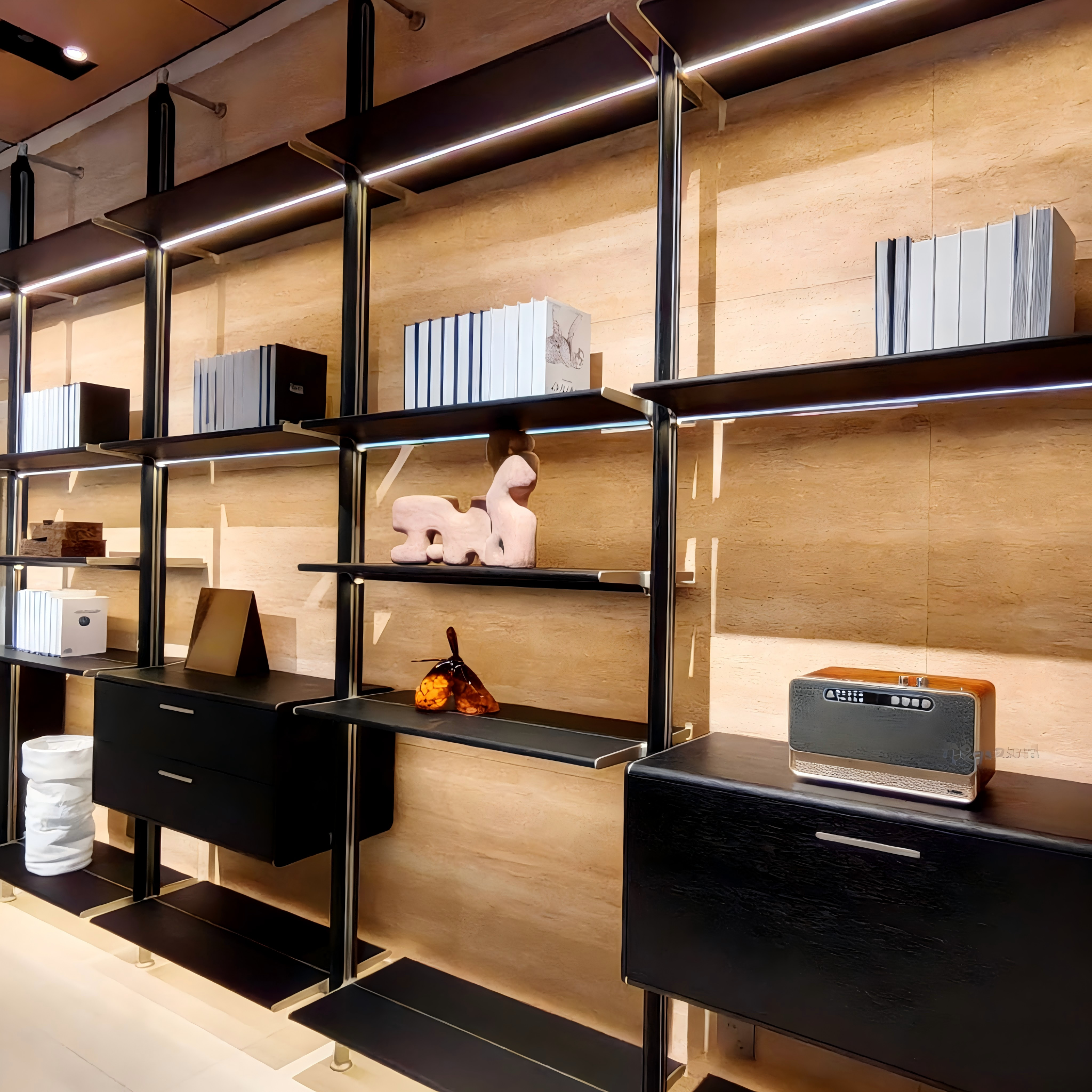 Sistema ta’ Libreriji minn Art ta’ Saħħa għall-Biża – Libreriji tal-Display tal-Alluminju Modulari Personalizzati għall-Sala tal-Gużu u l-Buro