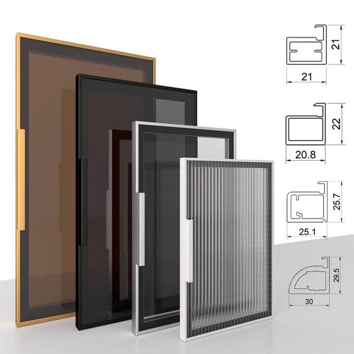 ESM007-Modern Minimalist Luxury Custom Metal Invisible Door Frames for Glass Closet Wardrobe Cabinet