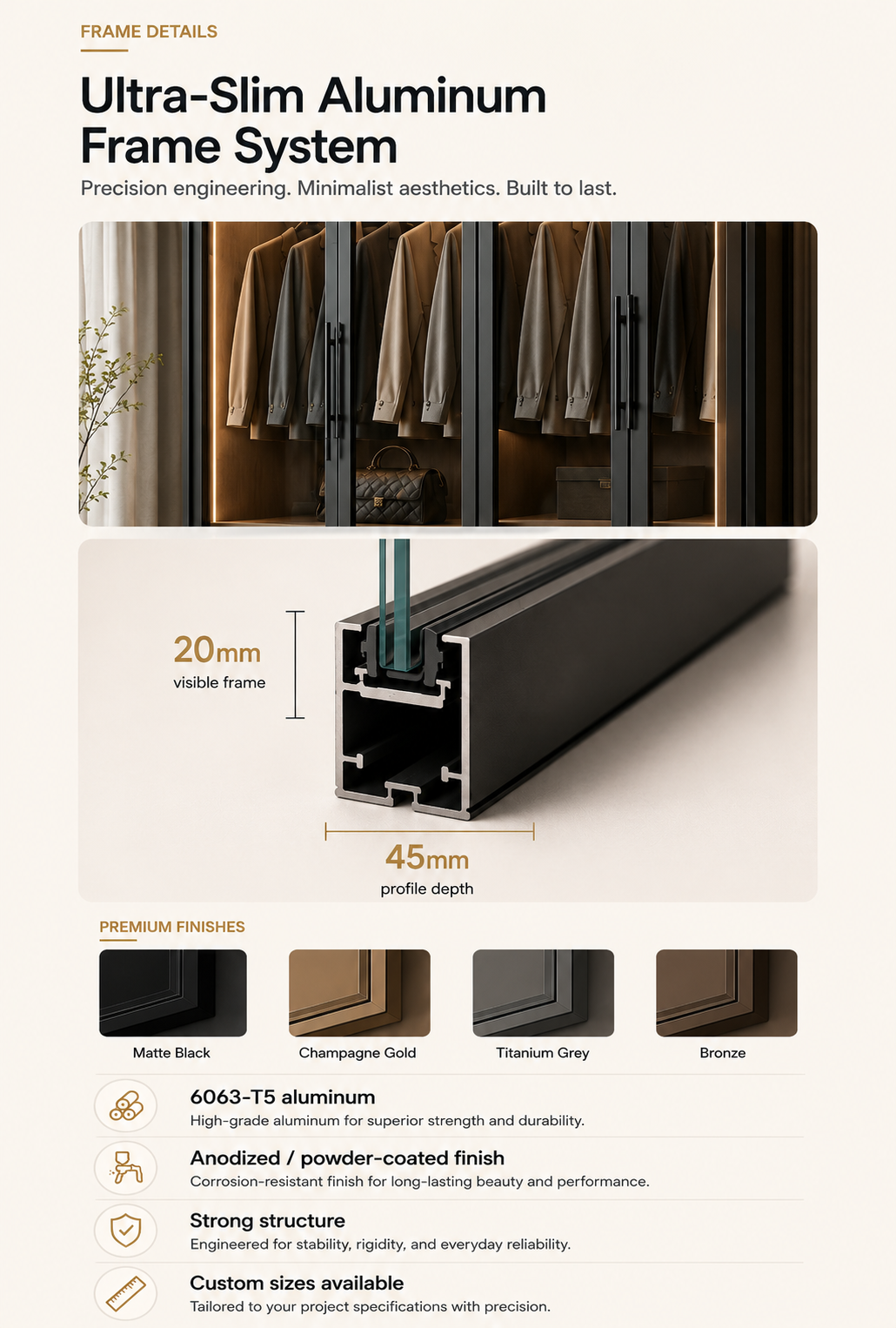Ultra slim aluminum frame system mobile version