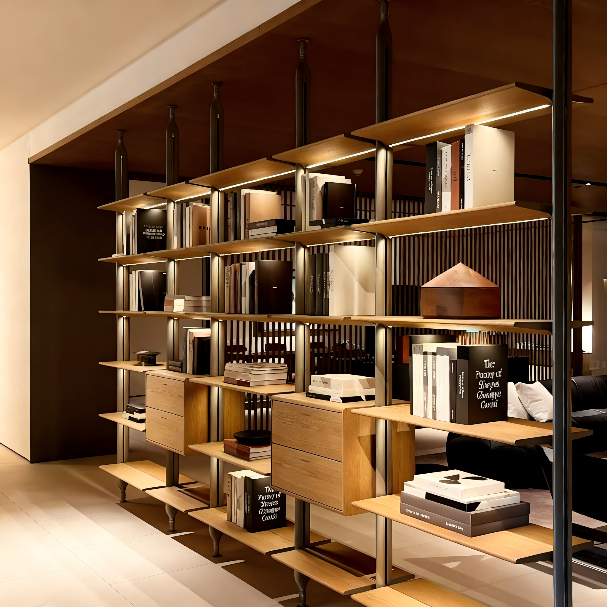 Rafel tal-alluminju li jibbajtaw b'mod personalizzat, rafel moderni minimlisti tal-alluminju li jinħadem fuq il-belt b’lumi LED