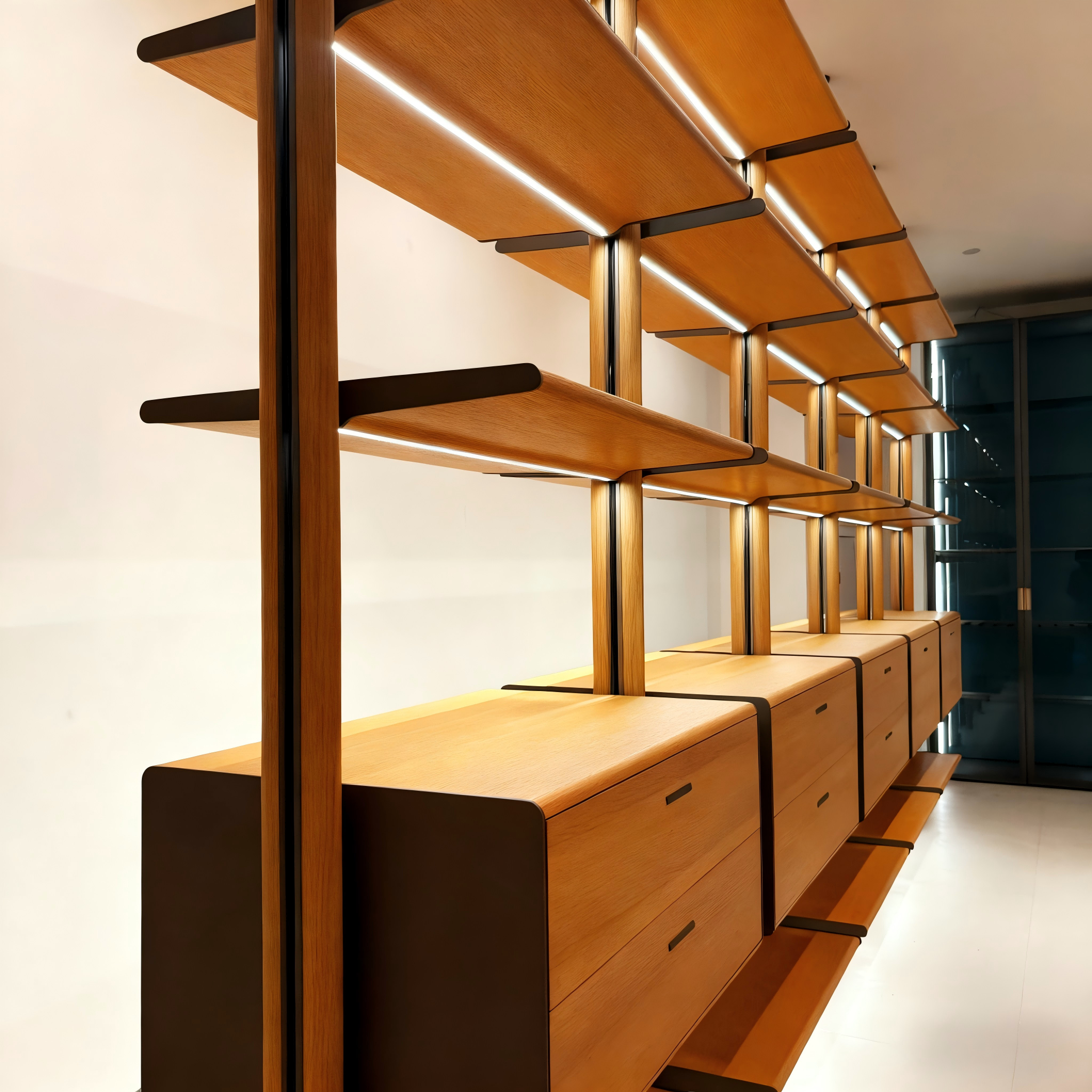 Rafel ta’ Ktieb minn Art ta’ Saħħa għall-Biża – Sistema Mudożi li tista’ tintuż b’mod personalizzat ta’ Aħżen u ta’ Esponi bil-Ġilf tal-Alluminju b’Illuminazzjoni LED | OEM / ODM