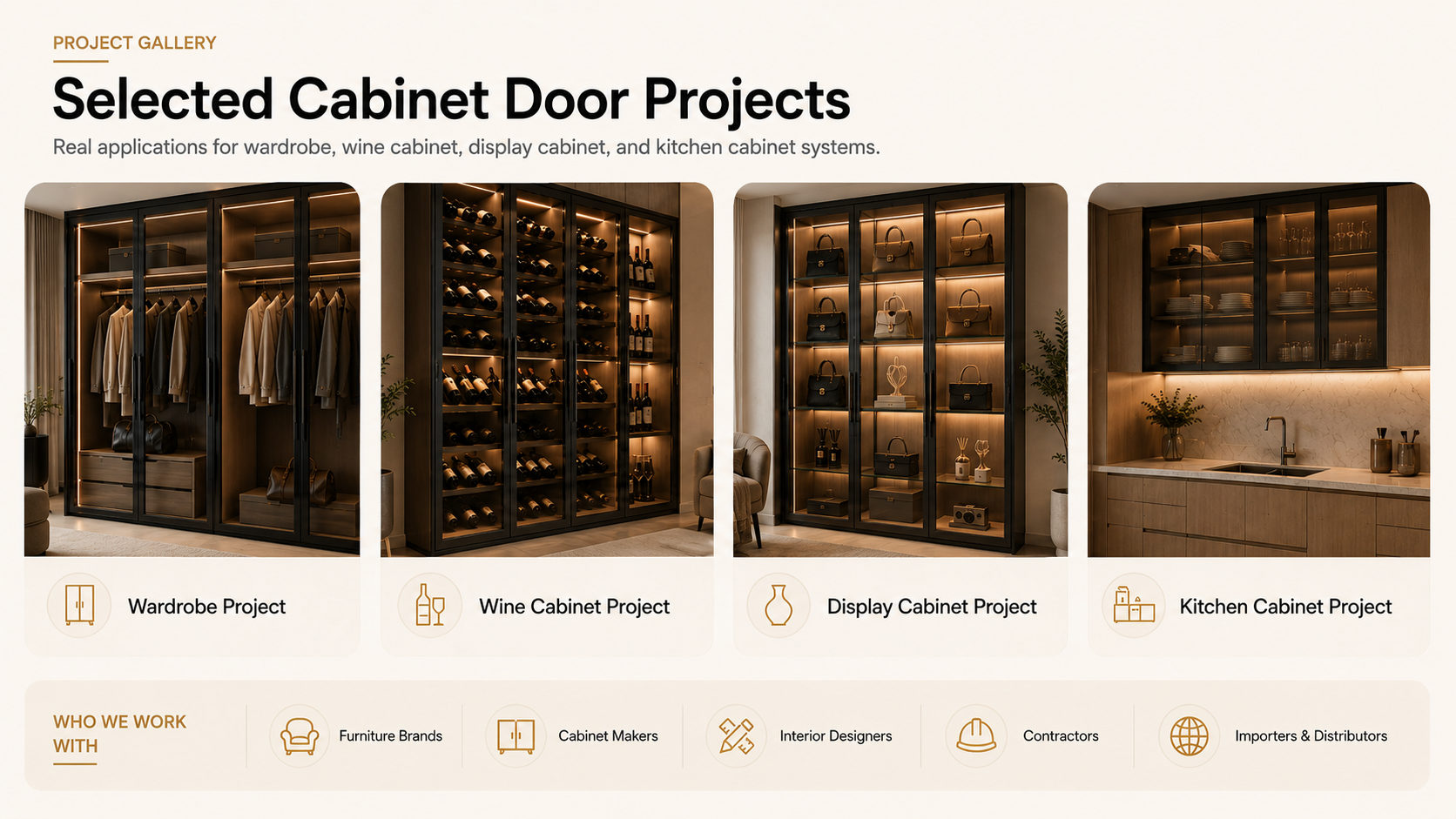 Selected aluminum framed glass cabinet door projects