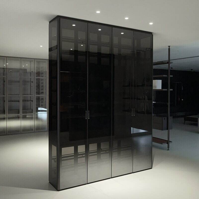 ESM005-Modern Minimalist Luxury Modular Custom Metal Aluminum Wall Mounted Glass Door Wine Storage Rack