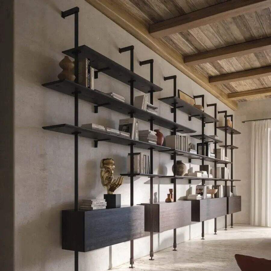 Plaukiojančių aliuminio lentynų sistema – individualizuota modulinė sienai montuojama aliuminio sandėliavimo sistema