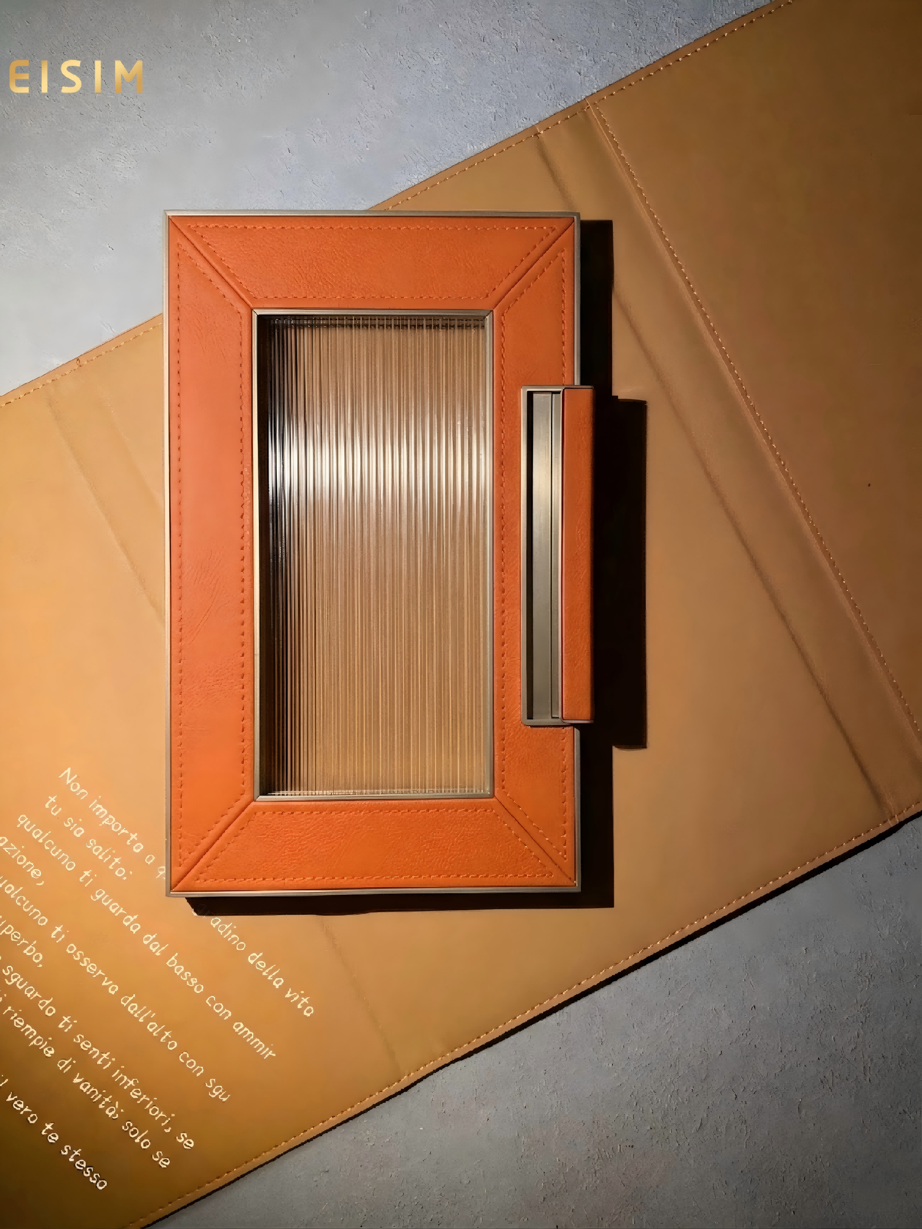 Modern Minimalist Leather-Clad Glass Cabinet Doors with Integrated Handles