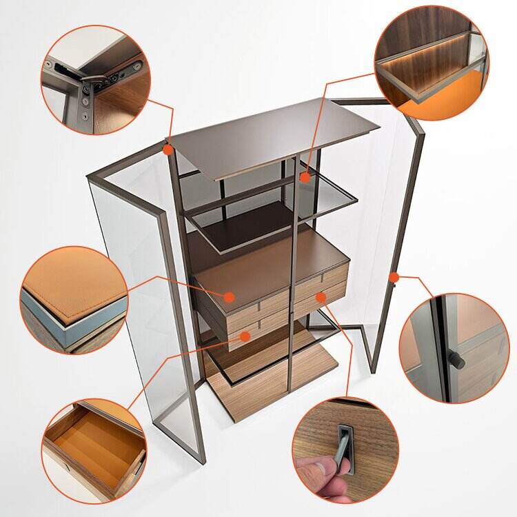ESM004-Aircraft Metal Aluminum High-End Glass Display Cabinet  With Led Light