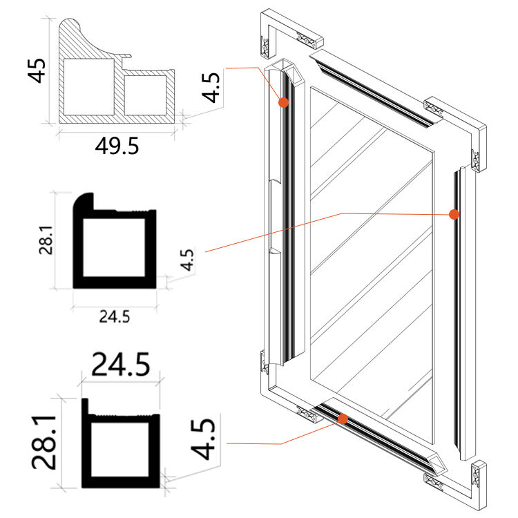 Korniċi tal-bieb ta' eżtruzzjoni ta' alluminju – Korniċi tal-bieb inħobba ta' alluminju 6063 anodizzat personalizzati għall-armadiji tal-kuzina | OEM / ODM