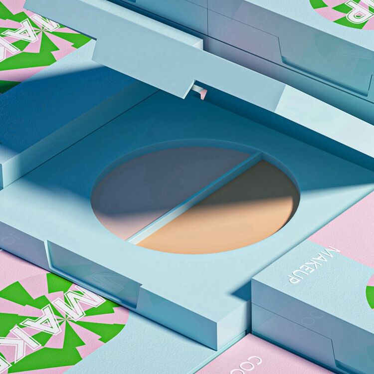 PC7038-B Custom logo Empty 2 Colors Highlighter Powder Makeup Face Powder Blush Palette,blush Mirror Case,luxury Blush Eyeshadow case