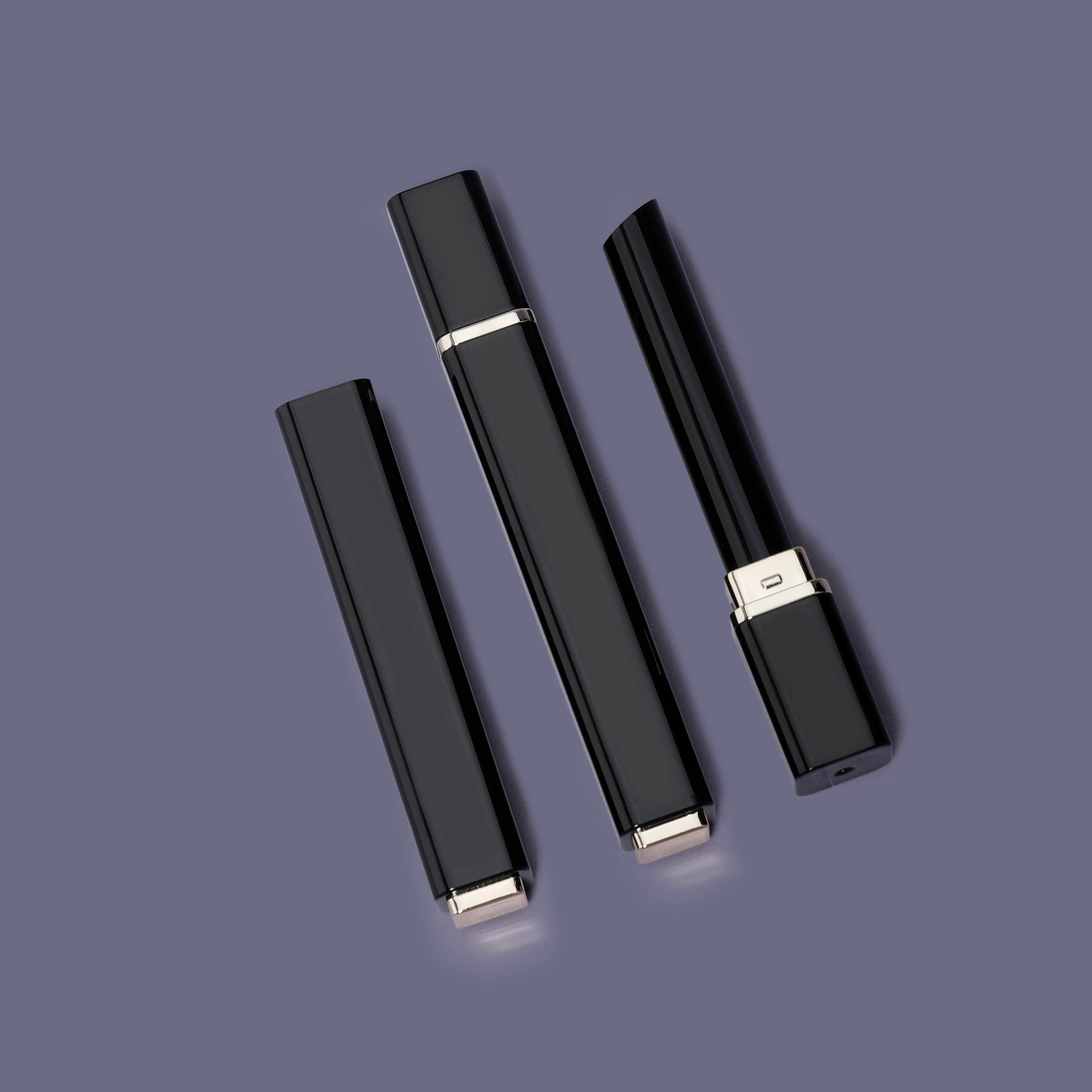 TB-11 Fashion 1.5g Cosmetic Plastic Black Luxury Slim Lipstick Tube Square Lip Balm Container,tubo De Batom Slim Lipstick Container