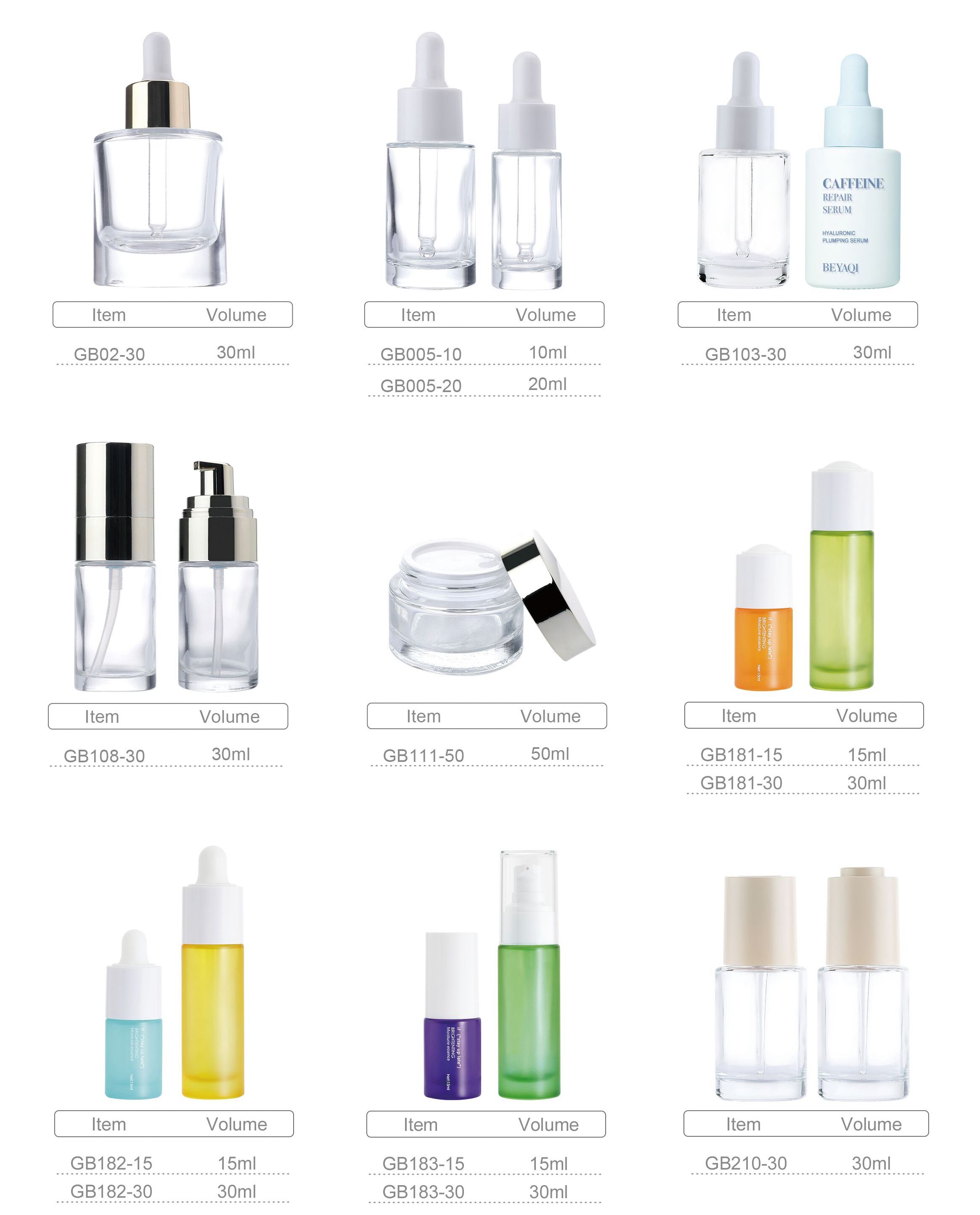 GB303 High Quality Factory Direct Wholesale Glass Dropper Bottles 30ml Sizes Transparent Oil Containers with Pump Sprayer Seal manufacture