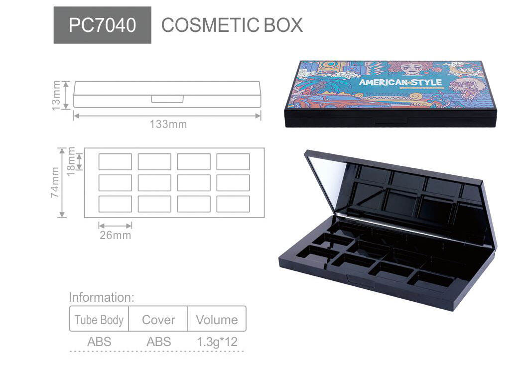 pc7040 eco fashionable colorful elegant 12 colors eyeshadow compact caseempty plastic square eyeshadow caseluxury eyeshadow case-1