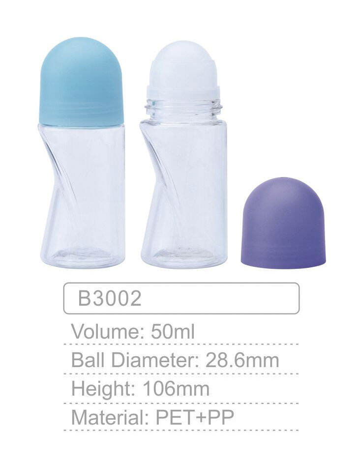 b3002 50ml leak proof deodorant bottle empty transparent pet roll on bottles for perfumes aromatherapy oils-1