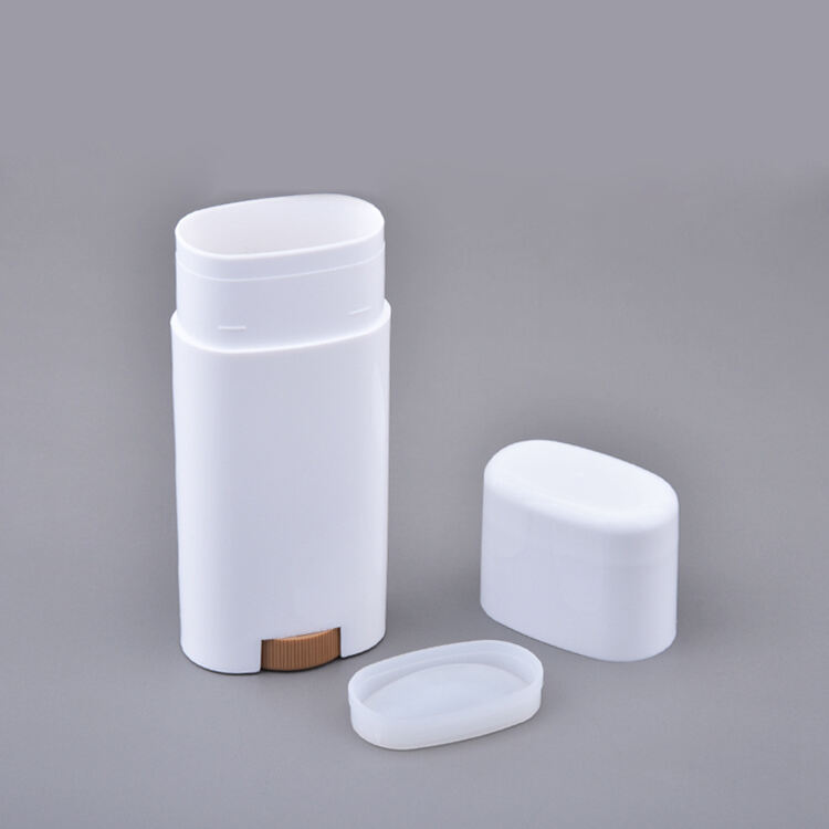 TB33 Luxury Plastic Empty 40g Flat Oval Twist up Cosmetic Solid Sunscreen Deodorant Packaging Stick Container