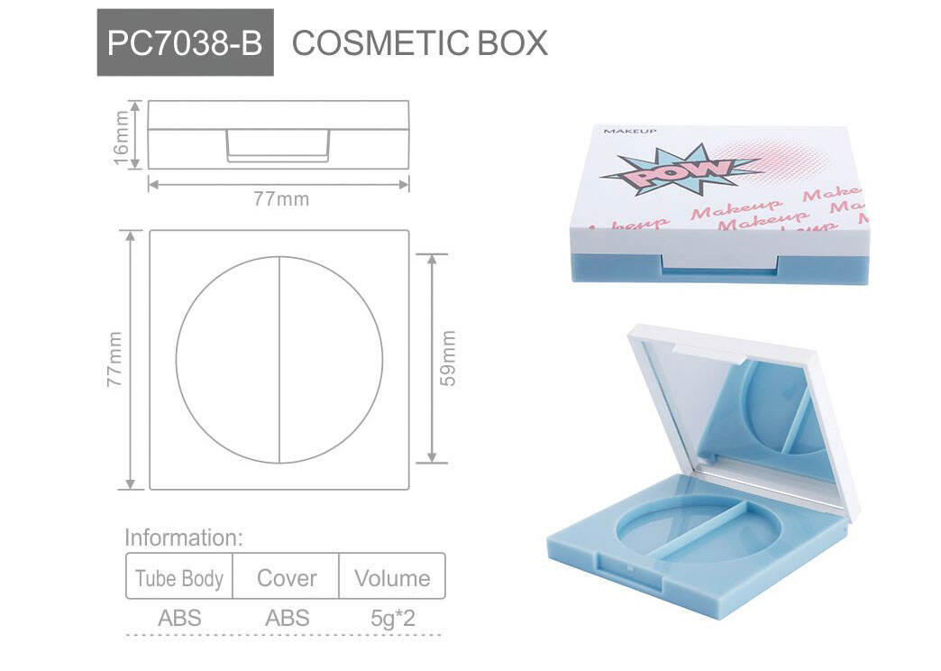 pc7038 b custom logo empty 2 colors highlighter powder makeup face powder blush paletteblush mirror caseluxury blush eyeshadow case-1