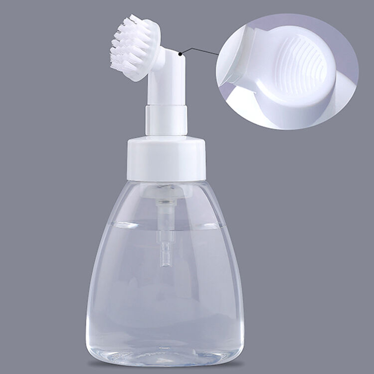 L5921A 100ml 150ml Luxury Empty PET Body Fur Shoes Cleanser Foaming Dispenser Clear White Cleaning Foam Pump Bottle With Plastic Brush
