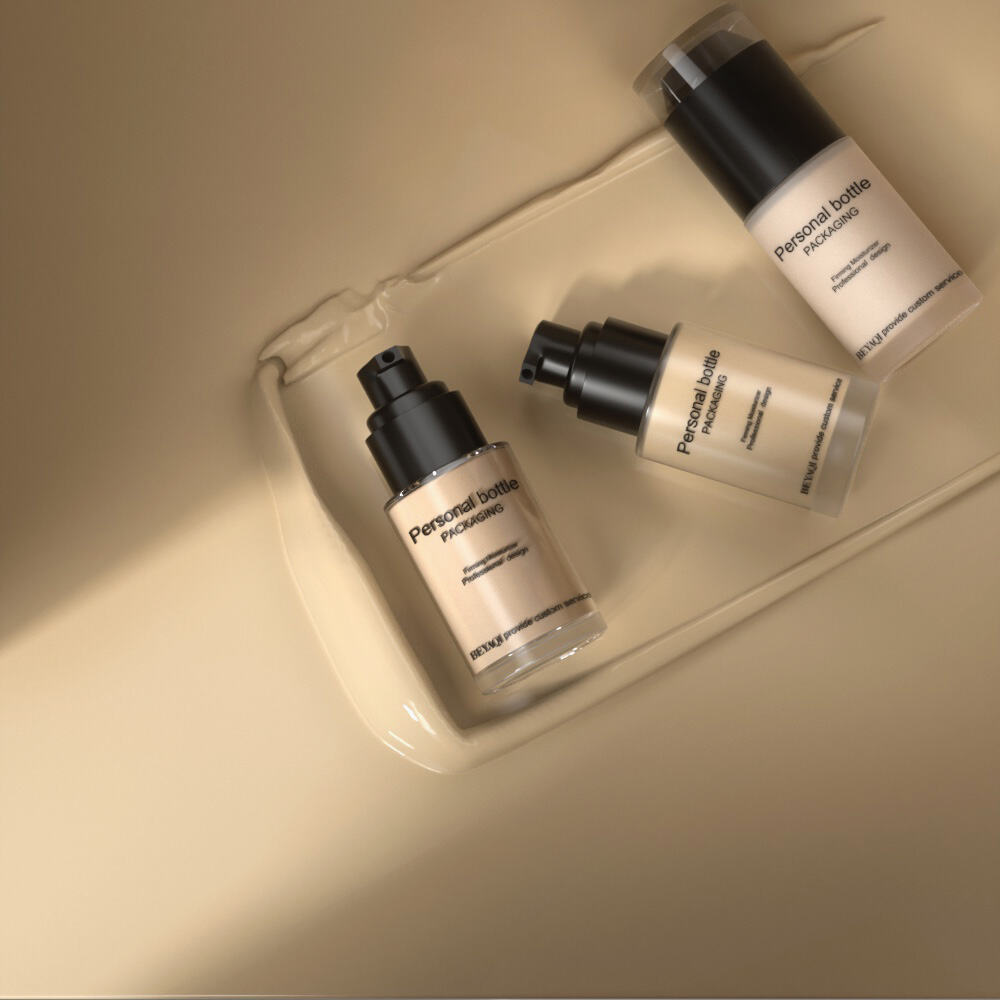 cosmetic packaging luxury customized round square clear empty glass cosmetic liquid foundation serum lotion bottle pump-1