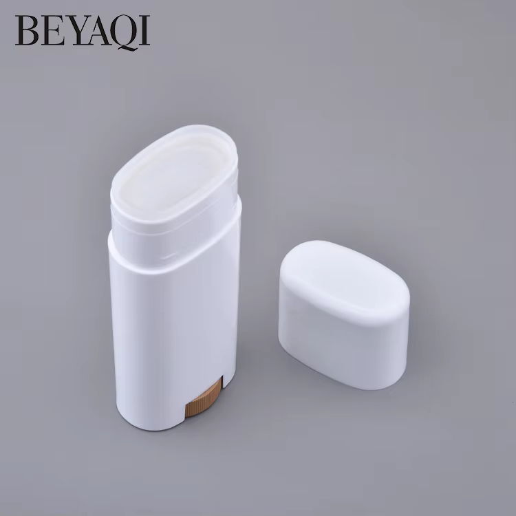 Luxury Plastic Empty 40g Flat Oval Twist up Cosmetic Solid Sunscreen Deodorant Packaging Stick Container details