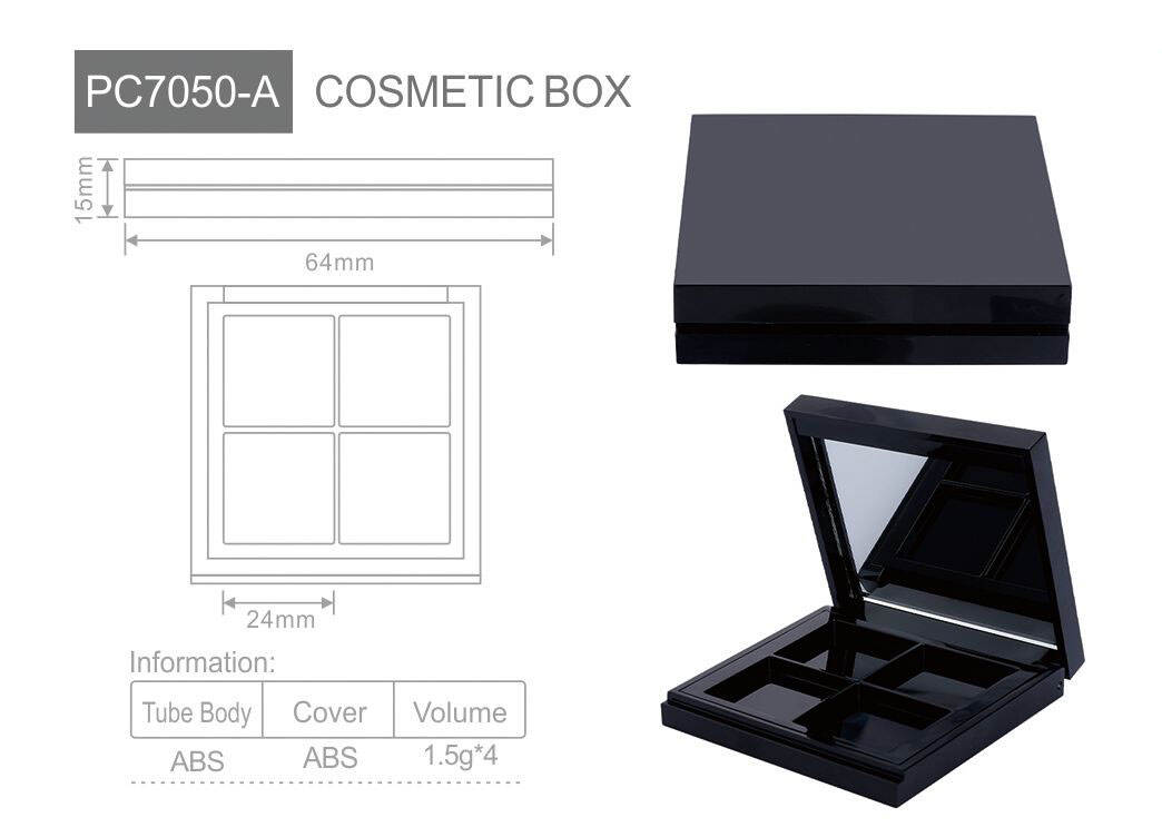 pc7050 a fashionable colorful eyeshadow and blush caseeyeshadow palette plastic caseempty eyeshadow palette container case with mirror-1