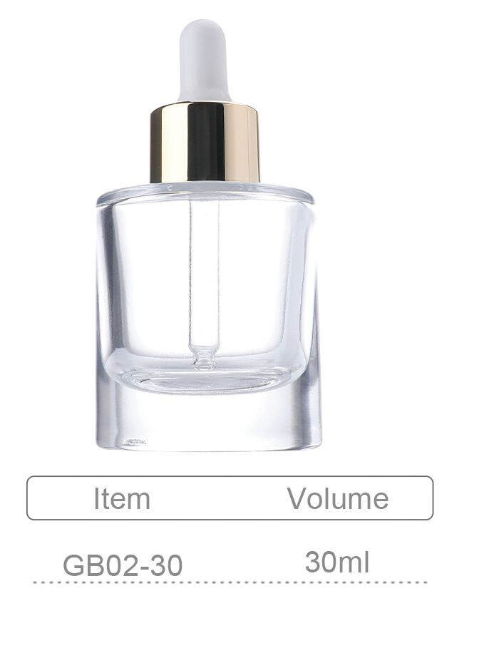 gb02 flat shoulder 30ml clear serum essential oil hair oil dropper glass bottleserum essential glass essential oil bottle-1