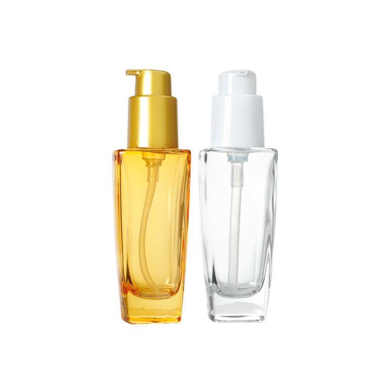 GB128 Wholesale 50ml Square Essential Liquid Foundation Cosmetics Glass Bottle,Cosmetic Packaging Empty Glass Lotion Bottle