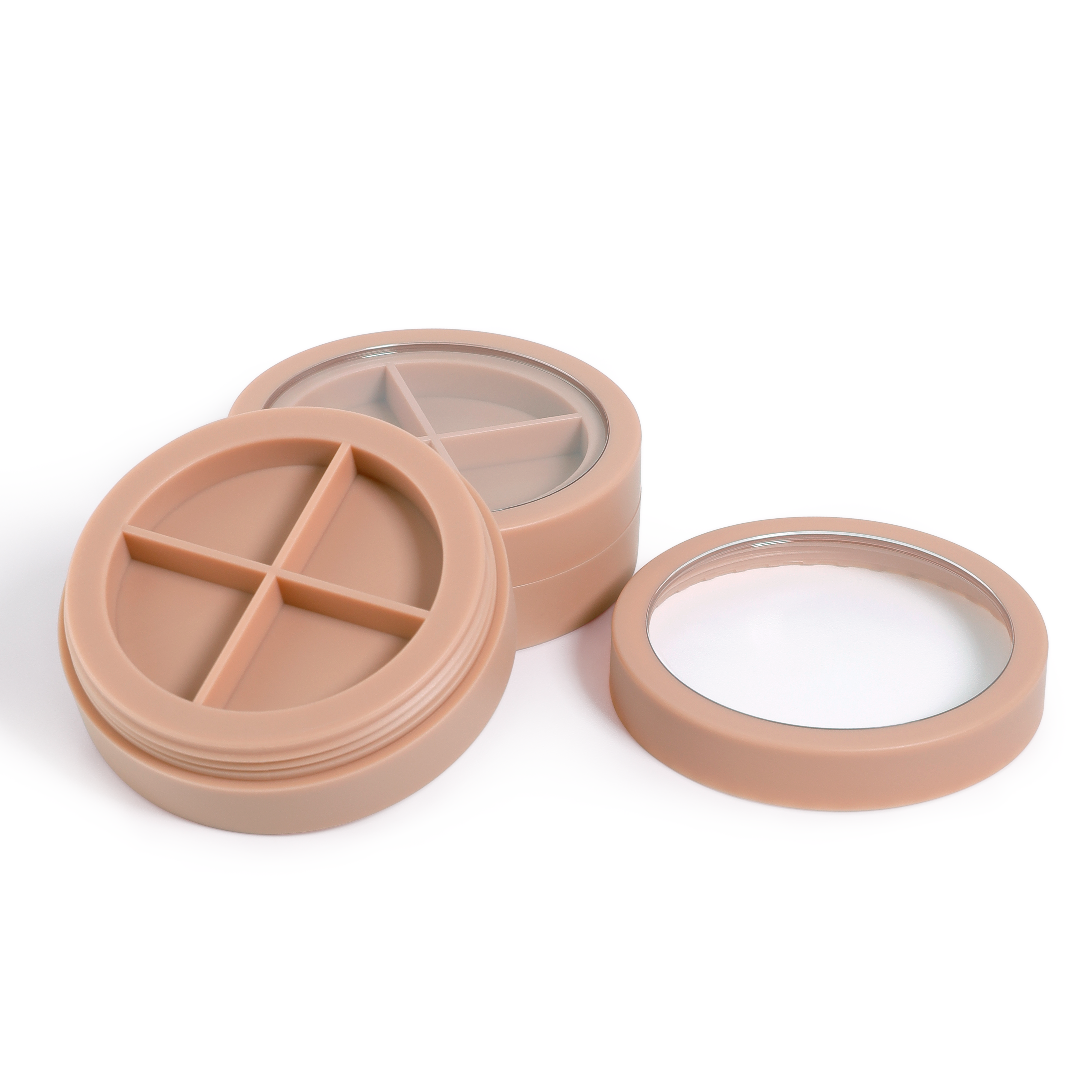 pc7089 cosmetic packaging four part cream plastic empty eyeshadow concealer blush palette divided box compact case-1