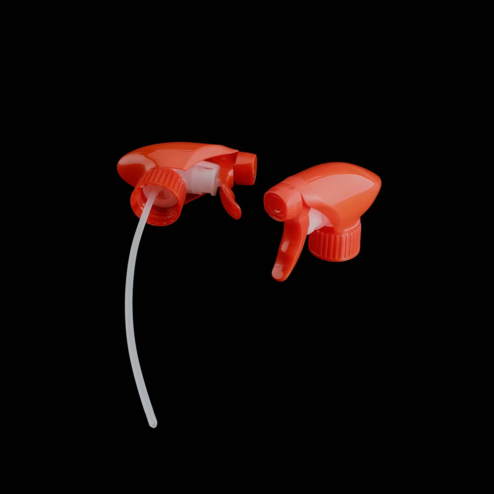 China Factory Supply Custom Chemical Fine Mist Professional Hand 28/410 Red Plastic Sprayer Trigger for Cleaning Bottle supplier
