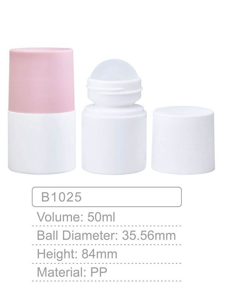 b1025 pp personal care material round 50ml deodorant container roll on deodorant plastic roller ball bottle for antiperspirant-1