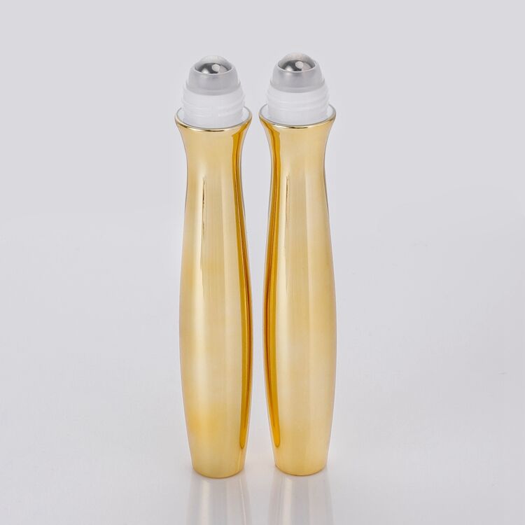 B1022 Cosmetic Essential Oil Round Eye Cream Roller Bottle,gold Roll on 15ml Bottle Eye Cream,luxury Eye Cream Bottle factory