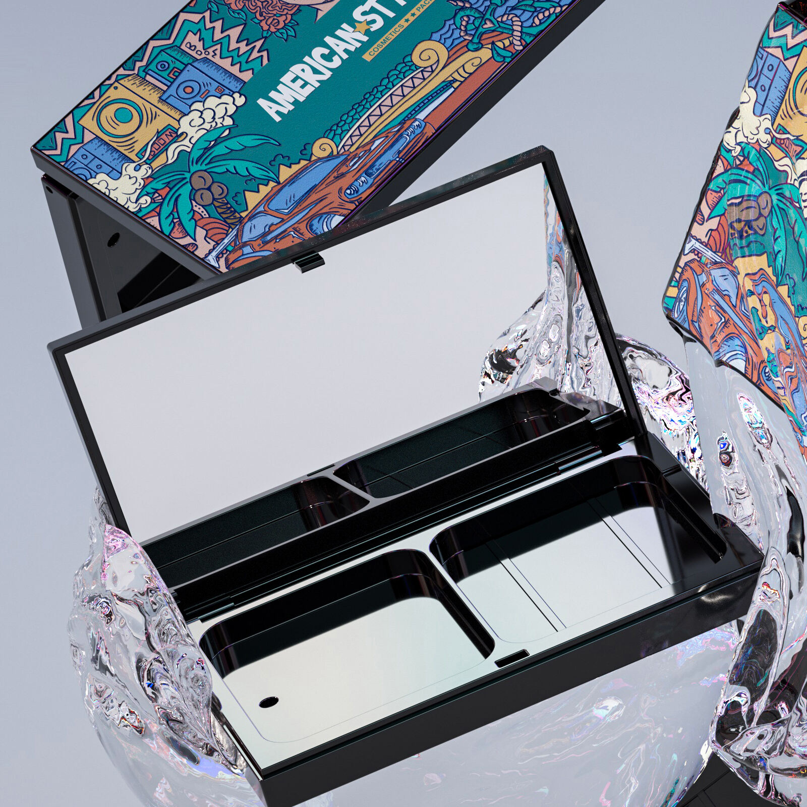 PC7053 Customized Aesthetic Makeup square Shape Cheap Eyeshadow Case,plastic Eyeshadow Palette Case,2 Colors Eyeshadow Empty case manufacture