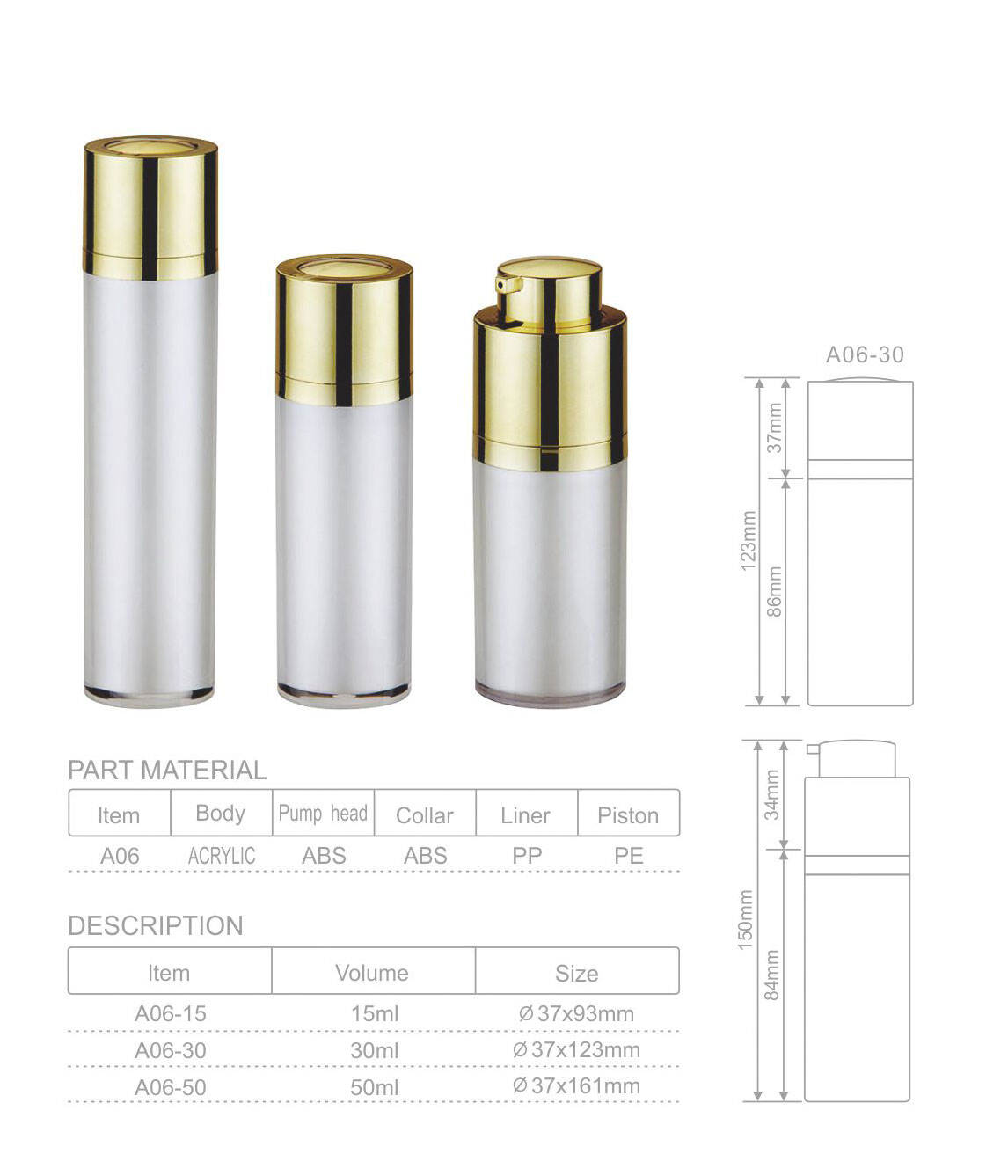 a06 plastic personal care acrylic 30ml pump bottle airless for cosmetic packingairless pump bottle 15mlairless pump bottle 30ml-1