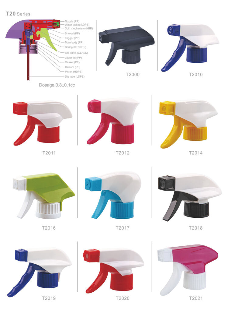 T2022 28/400 28/410 28/415 Professional Manufacturer Foam Spray Alcohol Sprayer Trigger,0.8cc Foaming Plastic Sprayer Trigger 28 Head manufacture