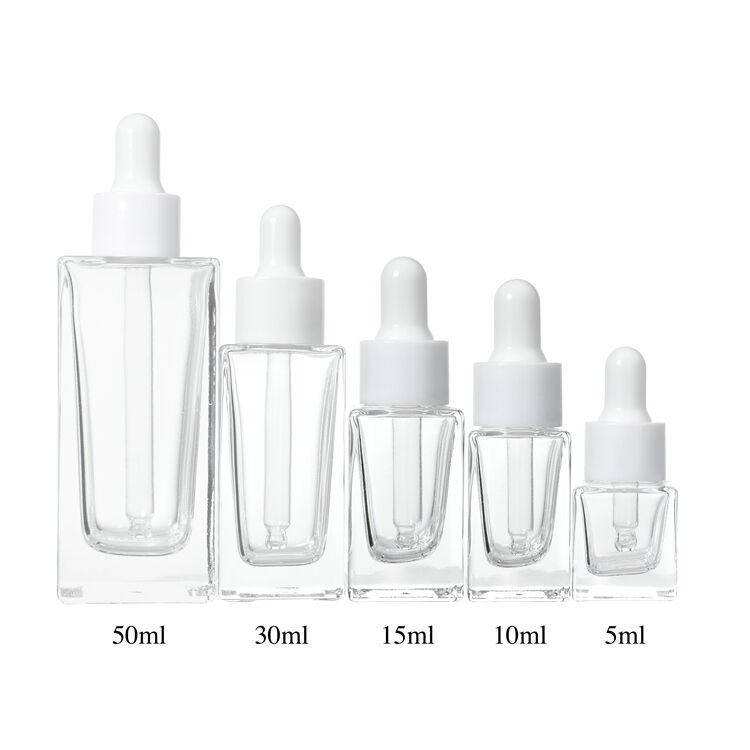 GB136 Luxury Cosmetics Skincare Packaging 5ml 10ml 15ml 30ml 50ml Square High-end Thick Base Perfume Dropper Oil Glass Bottles