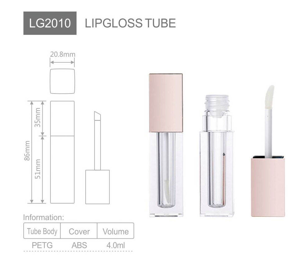 lg2010 eco friendly custom logo cosmetic square plastic lip gloss tubesfancy empty lips gloss tubebig wand lip gloss tube-1