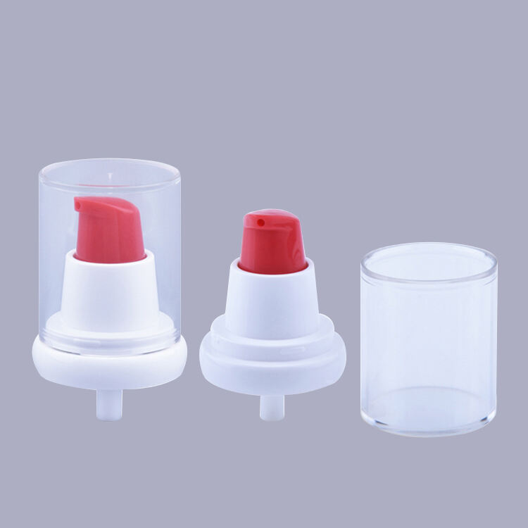 L5531 18mm White Red Treatment 18/410 Cosmetic Lotion Pump Cream Pump With Cap,skincare Packaging Treatment Pump