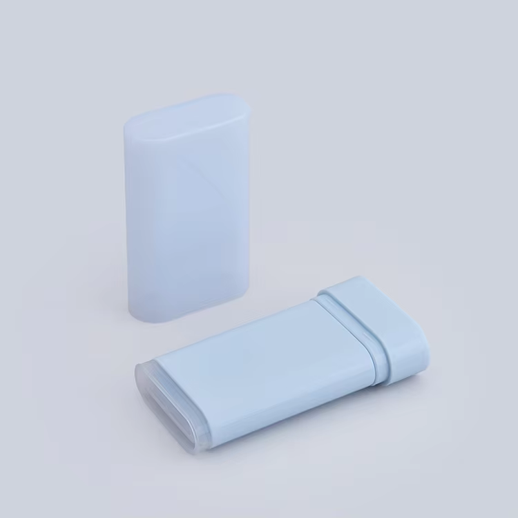 Factory 19g Flat Shaped Sun Protection Stick Bottle for Skincare,Blue Color Bottom Filling Deodorant Container 19g details