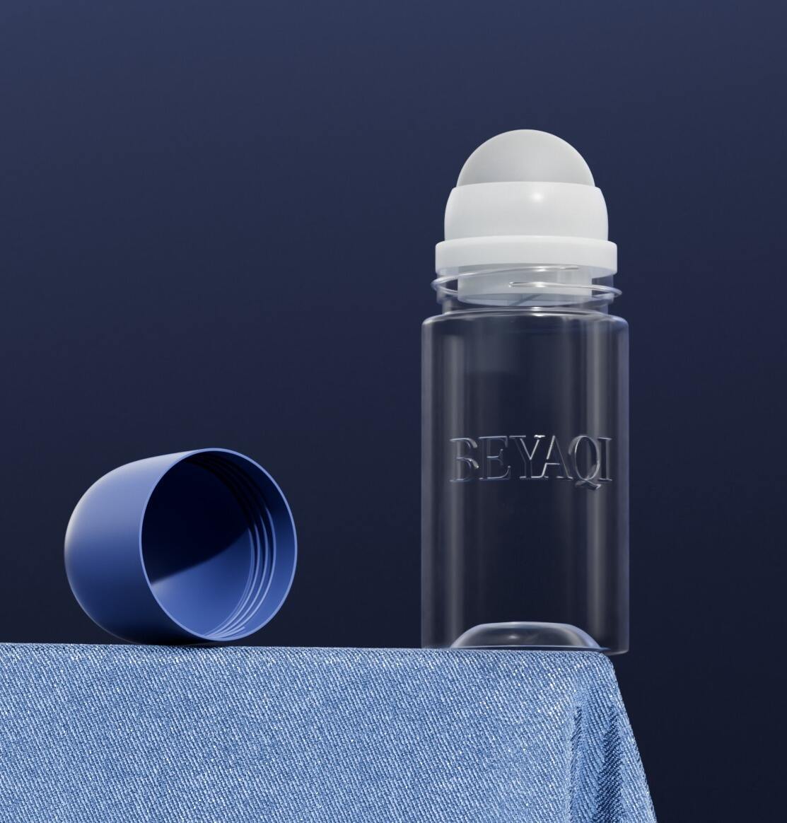 B3001 Personal Care PET 50ml Cylindrical Roller Bottle Antiperspirant Plastic Cosmetic Essential Oil Roll on Deodorant Bottle