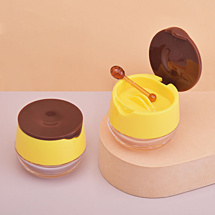 ls02 6g unique honey shape cute design small lip balm lip mask scrub container jar with applicator cosmetic plastic jar-3