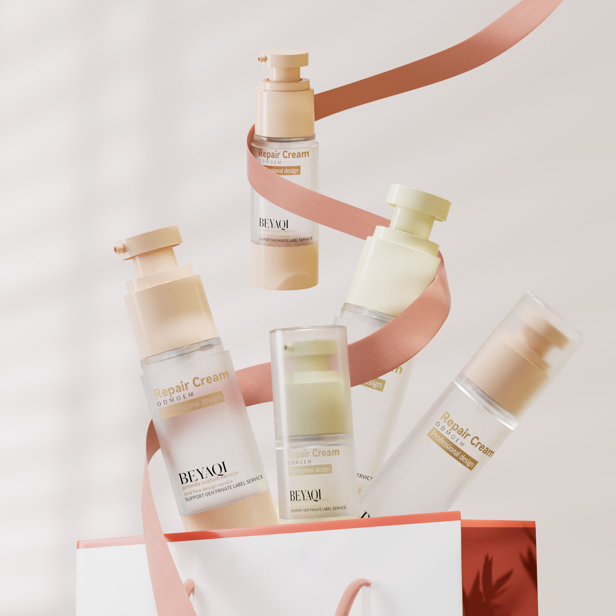 A12 Custom Luxury 15ml 30ml 50ml White Cosmetic Vacuum Airless Pump Bottle Pump Biodegradable Plastic Airless Pump Bottle