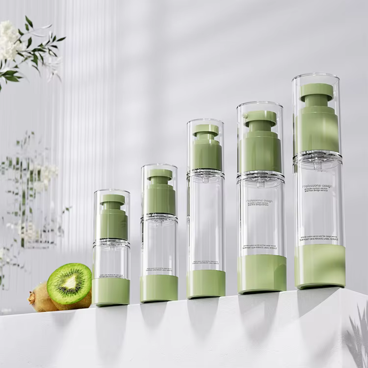 Custom Luxury 15ml 30ml 50ml White Cosmetic Vacuum Airless Pump Bottle Pump Biodegradable Plastic Airless Pump Bottle details