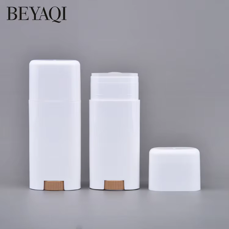 Luxury Plastic Empty 40g Flat Oval Twist up Cosmetic Solid Sunscreen Deodorant Packaging Stick Container details