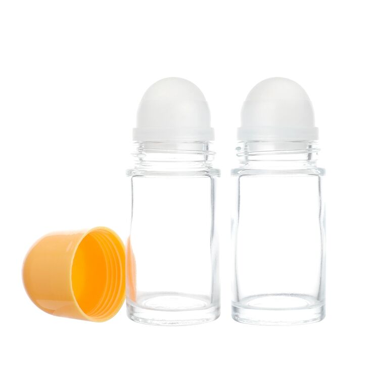 B2008 Wholesale 50ml Glass Cosmetic Perfume Rollon Bottle clear Essential Oils Roller Bottle,empty Roll on Bottle for Body Oil